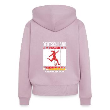 CHAMPIONNE D’ALLEMAGNE DE FOOTBALL FÉMININ 2022 - Sweat à capuche zippé Premium bio Femme - rose poudré - Dos - Julia (174cm)