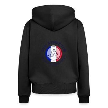 Les Athlètes Sports Compétition - Sweat à capuche zippé Premium bio Femme - noir - Dos - Julia (174cm)