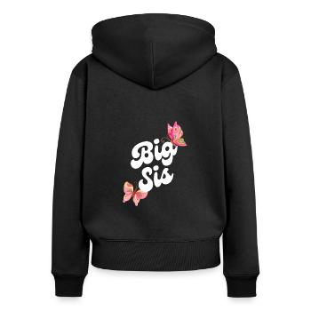 Big Sis - parfait pour la grande soeur - Sweat à capuche zippé Premium bio Femme - noir - Dos - Julia (174cm)