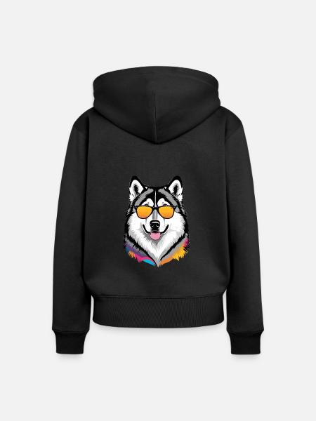 Alaska Malamute - Frauen Premium Bio Zip Hoodie - Schwarz
