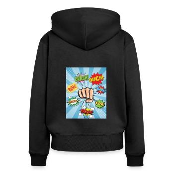 Coup de poing - Sweat à capuche zippé Premium bio Femme - noir - Dos - Julia (174cm)