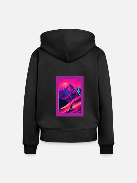 Berge - Frauen Premium Bio Zip Hoodie - Schwarz