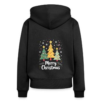 Weihnachtsbaum Merry Christmas Weihnachten - Frauen Premium Bio Zip Hoodie - Schwarz - Hinten - Julia (174cm)