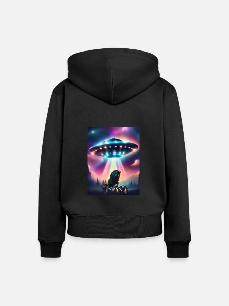 die Fliegende Untertasse - Frauen Premium Bio Zip Hoodie - Schwarz