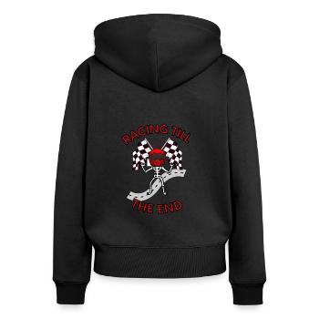 Rennfahrer: Racing till the end - Frauen Premium Bio Zip Hoodie - Schwarz - Hinten - Julia (174cm)