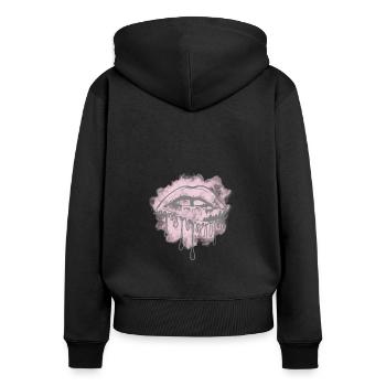 Lippen Bunt / Mund - Frauen Premium Bio Zip Hoodie - Schwarz - Hinten - Julia (174cm)