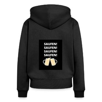Party - Frauen Premium Bio Zip Hoodie - Schwarz - Hinten - Julia (174cm)