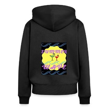 Summer Wave Design Cool - Women's Premium Organic Zip Hoodie - black - Back - Julia (174cm)