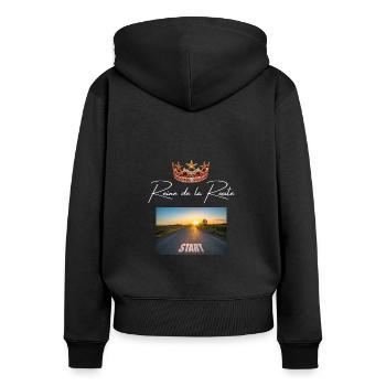 Reine de la route - Sweat à capuche zippé Premium bio Femme - noir - Dos - Julia (174cm)