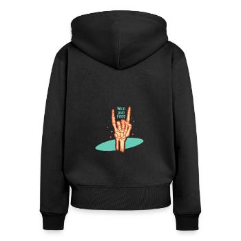 Sauvage et libre - Sweat à capuche zippé Premium bio Femme - noir - Dos - Julia (174cm)