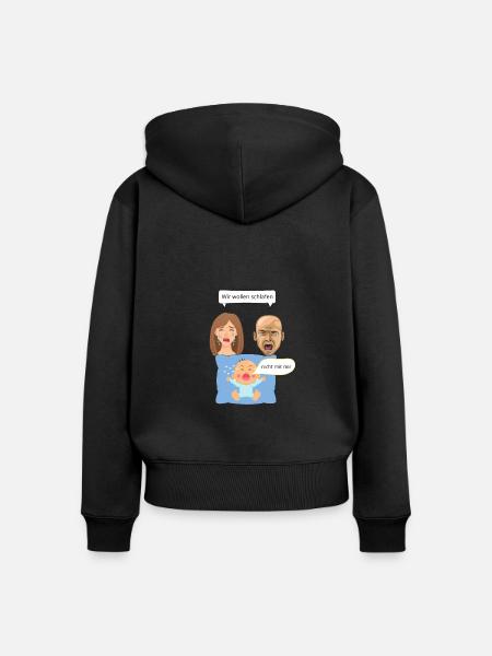 wir wollen schlafen - Frauen Premium Bio Zip Hoodie - Schwarz