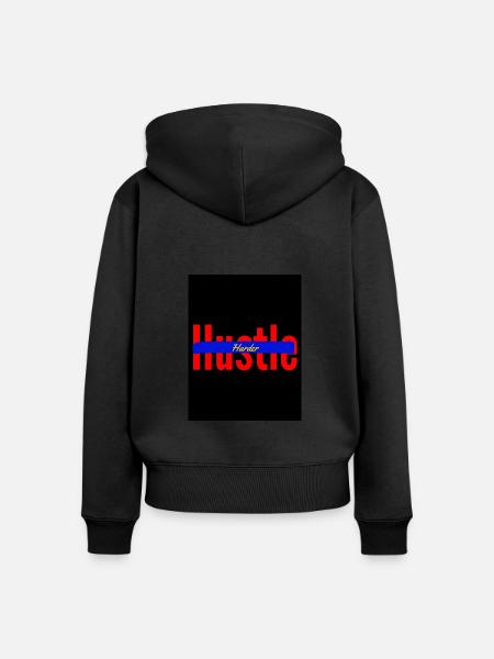 Hustle harder - Frauen Premium Bio Zip Hoodie - Schwarz