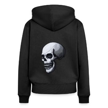 skull - Frauen Premium Bio Zip Hoodie - Schwarz - Hinten - Julia (174cm)