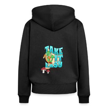 Take it Easy Mushroom Club - Women's Premium Organic Zip Hoodie - black - Back - Julia (174cm)