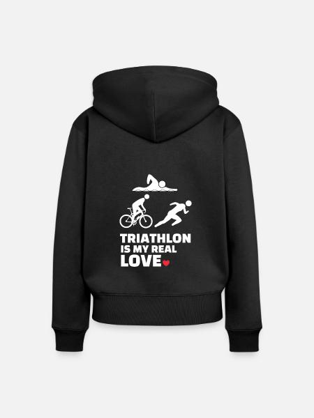 Ich Liebe Triathlon - Frauen Premium Bio Zip Hoodie - Schwarz