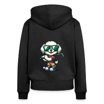 Bolonka Golfeurs Terrain de golf Propriétaires de chiens - Sweat à capuche zippé Premium bio Femme - noir - Dos - Julia (174cm)