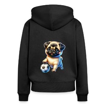 Mignon Carlin Chien Joueur De Football Champion - Sweat à capuche zippé Premium bio Femme - noir - Dos - Julia (174cm)