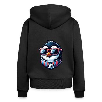 Pinguin Vogel Fußball Spieler Ball Champion Fan - Frauen Premium Bio Zip Hoodie - Schwarz - Hinten - Julia (174cm)