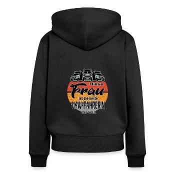 Beste LKW Fahrerin Lastkraftwagen Brummi Truck - Frauen Premium Bio Zip Hoodie - Schwarz - Hinten - Julia (174cm)