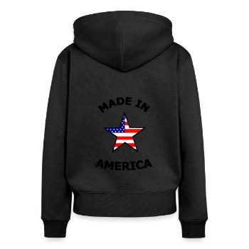 Les chers Américains - Sweat à capuche zippé Premium bio Femme - noir - Dos - Julia (174cm)