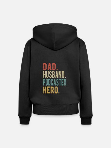Podcaster Papa Ehemann Held - Frauen Premium Bio Zip Hoodie - Schwarz