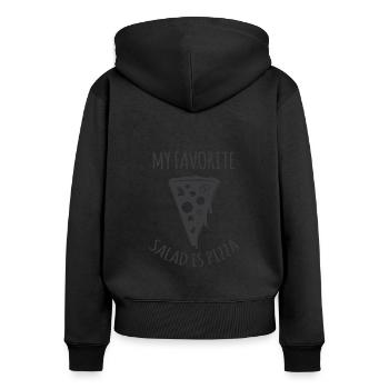 My Favorite salad is pizza - Frauen Premium Bio Zip Hoodie - Schwarz - Hinten - Julia (174cm)