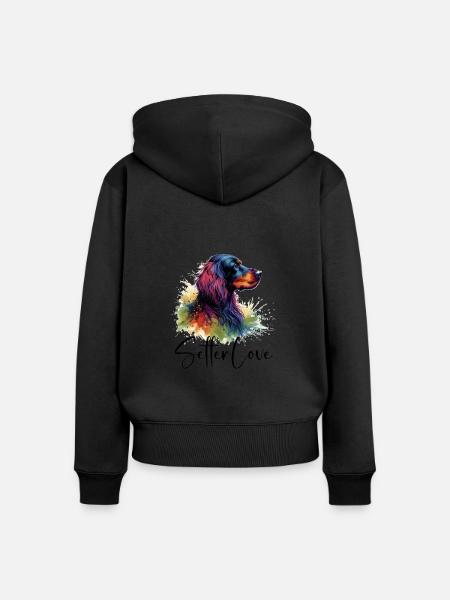 Setter Love - Frauen Premium Bio Zip Hoodie - Schwarz