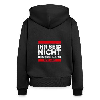 Geschenk gegen Rechts Rassismus AFD Bunt Links - Frauen Premium Bio Zip Hoodie - Schwarz - Hinten - Julia (174cm)