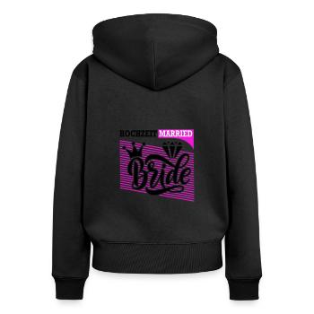 Hochzeit Married Braut Bride Ring Ehefrau Diamant - Frauen Premium Bio Zip Hoodie - Schwarz - Hinten - Julia (174cm)
