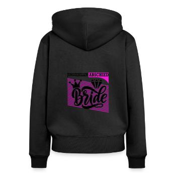 Junggesellenabschied Braut Bride Ring Krone - Frauen Premium Bio Zip Hoodie - Schwarz - Hinten - Julia (174cm)
