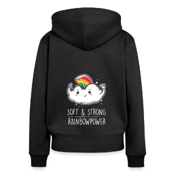 Regenbogen Wolke kreativ Geschenk lustig Power - Frauen Premium Bio Zip Hoodie - Schwarz - Hinten - Julia (174cm)