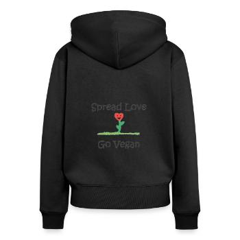 Spread Love - Go Vegan - Women's Premium Organic Zip Hoodie - black - Back - Julia (174cm)