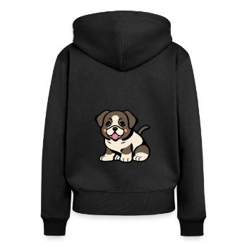Einfach niedliches Hündchen - Frauen Premium Bio Zip Hoodie - Schwarz - Hinten - Julia (174cm)