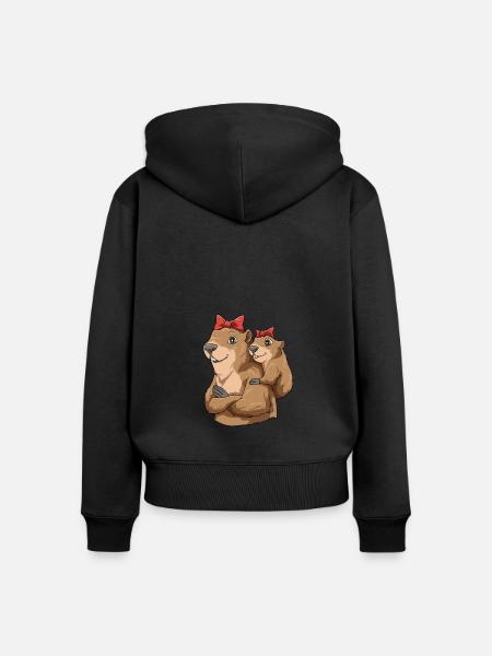 Murmeltier Mama - Frauen Premium Bio Zip Hoodie - Schwarz