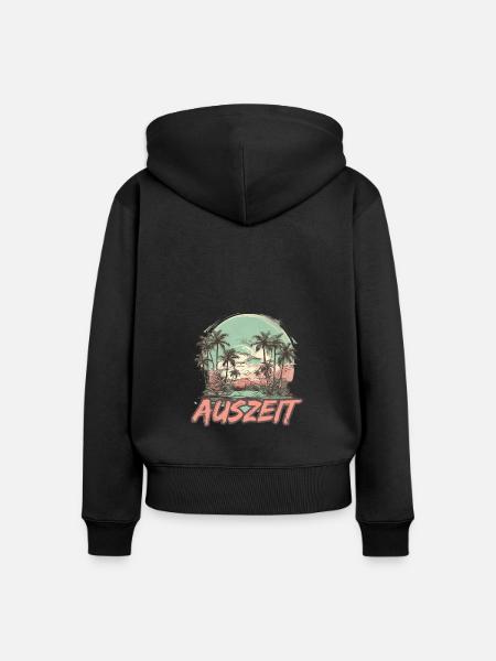 Auszeit Urlaub Strand - Frauen Premium Bio Zip Hoodie - Schwarz