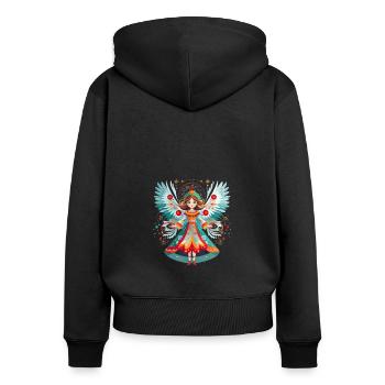Russische Tradition Weihnachten - Frauen Premium Bio Zip Hoodie - Schwarz - Hinten - Julia (174cm)