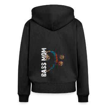 Maman basse ma mère joue de la basse est bassiste - Sweat à capuche zippé Premium bio Femme - noir - Dos - Julia (174cm)