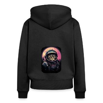 Katze Schwerelosigkeit Astronaut für einen Katzen - Frauen Premium Bio Zip Hoodie - Schwarz - Hinten - Julia (174cm)