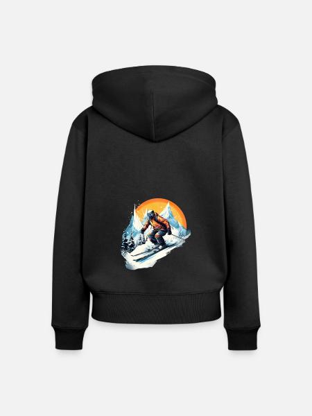 Skifahren Winterspaß - Frauen Premium Bio Zip Hoodie - Schwarz