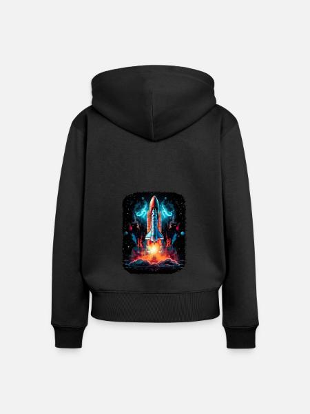 Raumschiff-Start Raketenschiff - Frauen Premium Bio Zip Hoodie - Schwarz