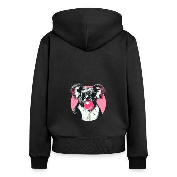 Koala mit Sonnenbrille Bubblegum für einen - Frauen Premium Bio Zip Hoodie - Schwarz - Hinten - Julia (174cm)