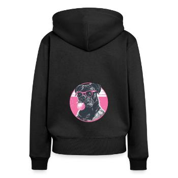Cane Corso mit Sonnenbrille Bubblegum - Frauen Premium Bio Zip Hoodie - Schwarz - Hinten - Julia (174cm)