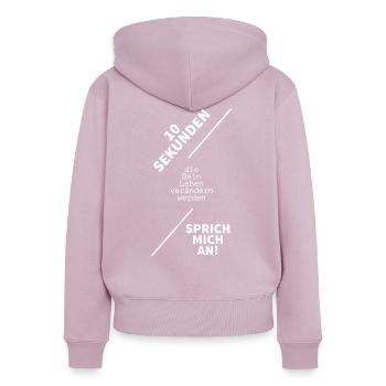 SPRICH MICH AN * Spruch * Anmache * Geschenk - Frauen Premium Bio Zip Hoodie - Altrosa - Hinten - Julia (174cm)