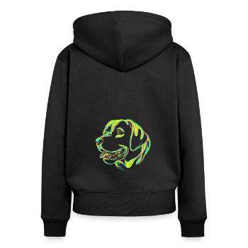 Chien coloré - Sweat à capuche zippé Premium bio Femme - noir - Dos - Julia (174cm)