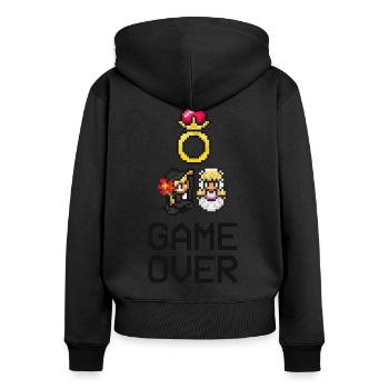 Game Over - Verheiratet - Hochzeit - Retro Spiel - Frauen Premium Bio Zip Hoodie - Schwarz - Hinten - Julia (174cm)