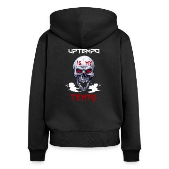 Uptempo est mon | Armée Uptempo - Sweat à capuche zippé Premium bio Femme - noir - Dos - Julia (174cm)
