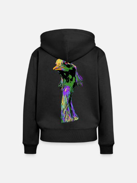 Kranich - Frauen Premium Bio Zip Hoodie - Schwarz