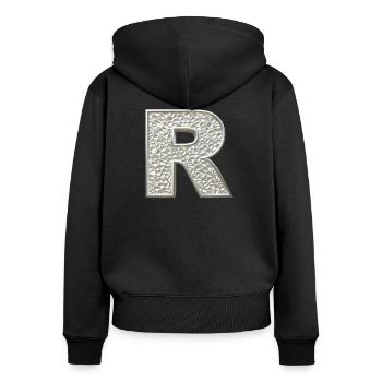 R, letter, letter R, initial, initial R, monogram, - Frauen Premium Bio Zip Hoodie - Schwarz - Hinten - Julia (174cm)