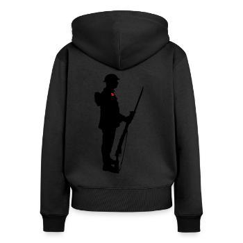 Soldat WW1 - Frauen Premium Bio Zip Hoodie - Schwarz - Hinten - Julia (174cm)