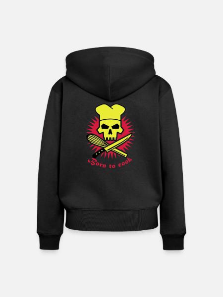 born_to_cook_3c - Frauen Premium Bio Zip Hoodie - Schwarz